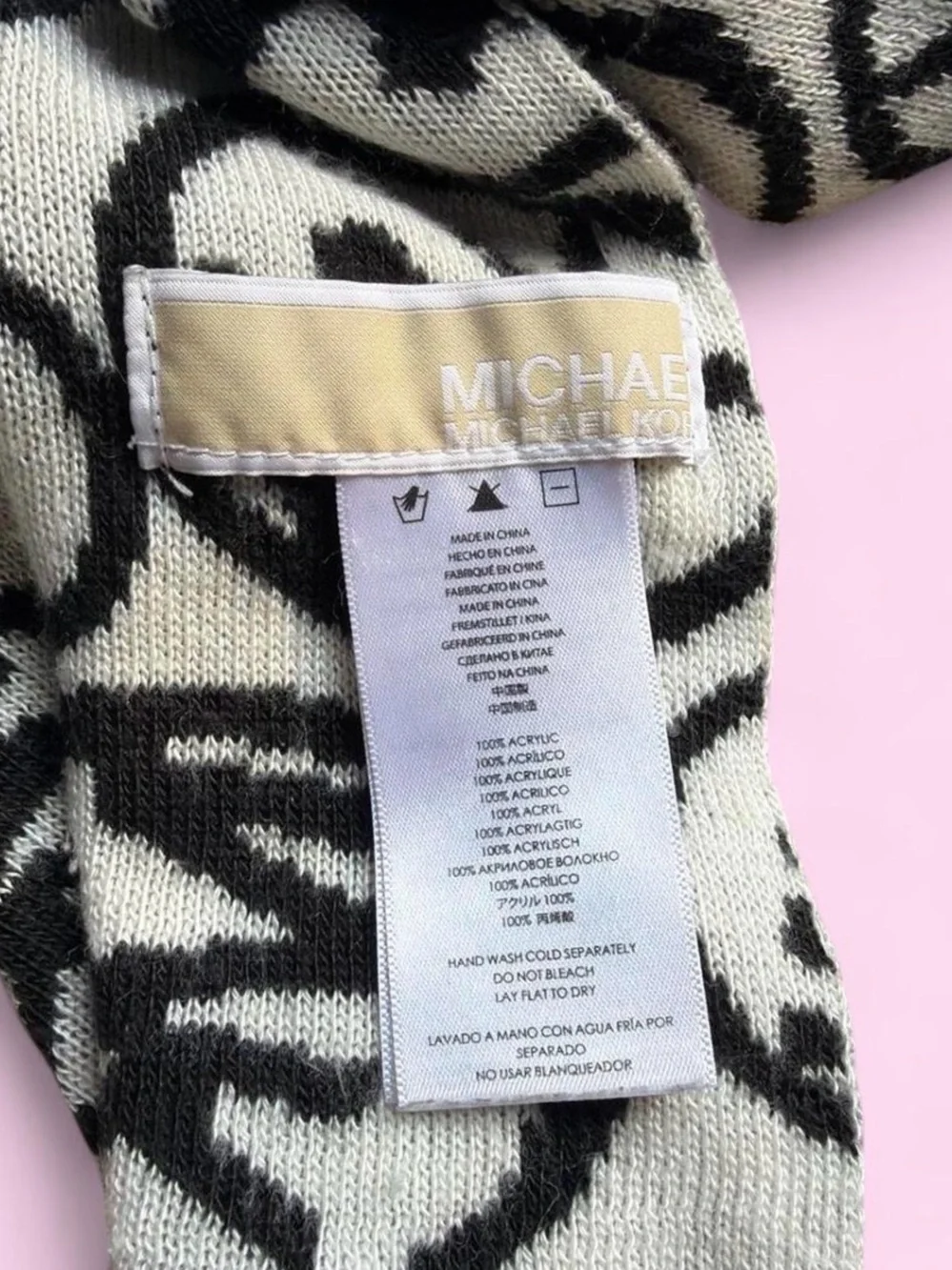 Michael Kors Black & White Logo Knit Scarf for Kids